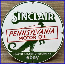 Vintage Sinclair Gasoline Porcelain Sign Dealership Gas Station Dino Motor Oil