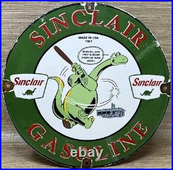 Vintage Sinclair Gasoline Porcelain Sign Dealership Gas Station Dino Motor Oil