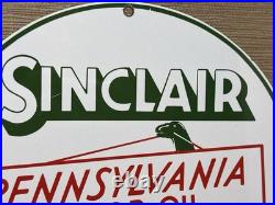 Vintage Sinclair Gasoline Porcelain Sign Dealership Gas Station Dino Motor Oil