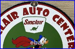 Vintage Sinclair Gasoline Porcelain Sign Dealership Gas Station Dino Motor Oil