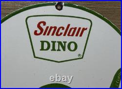 Vintage Sinclair Gasoline Porcelain Sign Dealership Gas Station Dino Motor Oil