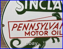 Vintage Sinclair Gasoline Porcelain Sign Dealership Gas Station Dino Motor Oil