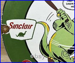 Vintage Sinclair Gasoline Porcelain Sign Dealership Gas Station Dino Motor Oil