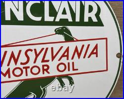 Vintage Sinclair Gasoline Porcelain Sign Dealership Gas Station Dino Motor Oil