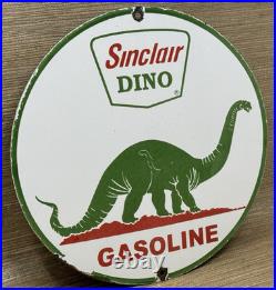 Vintage Sinclair Gasoline Porcelain Sign Dealership Gas Station Dino Motor Oil