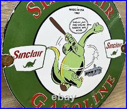 Vintage Sinclair Gasoline Porcelain Sign Dealership Gas Station Dino Motor Oil