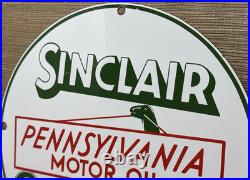 Vintage Sinclair Gasoline Porcelain Sign Dealership Gas Station Dino Motor Oil