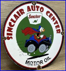 Vintage Sinclair Gasoline Porcelain Sign Dealership Gas Station Dino Motor Oil