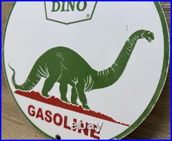 Vintage Sinclair Gasoline Porcelain Sign Dealership Gas Station Dino Motor Oil