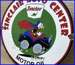 Vintage Sinclair Gasoline Porcelain Sign Dealership Gas Station Dino Motor Oil