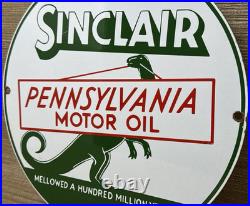 Vintage Sinclair Gasoline Porcelain Sign Dealership Gas Station Dino Motor Oil