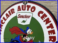 Vintage Sinclair Gasoline Porcelain Sign Dealership Gas Station Dino Motor Oil