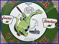 Vintage Sinclair Gasoline Porcelain Sign Dealership Gas Station Dino Motor Oil