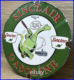 Vintage Sinclair Gasoline Porcelain Sign Dealership Gas Station Dino Motor Oil