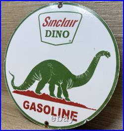 Vintage Sinclair Gasoline Porcelain Sign Dealership Gas Station Dino Motor Oil