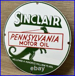 Vintage Sinclair Gasoline Porcelain Sign Dealership Gas Station Dino Motor Oil