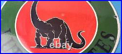 Vintage Sinclair Gasoline Porcelain Sign Dino Motor Oil Pump Plate Sign Vintage Sinclair Gasoline Porcelain Sign Dino Motor Oil Pump Plate Sign