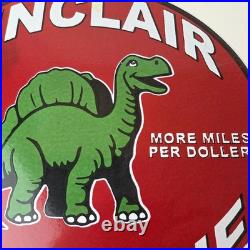 Vintage Sinclair Gasoline Porcelain Sign Gas Motor Oil Pump Sign