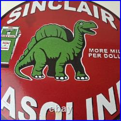 Vintage Sinclair Gasoline Porcelain Sign Gas Motor Oil Pump Sign