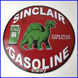Vintage Sinclair Gasoline Porcelain Sign Gas Motor Oil Pump Sign
