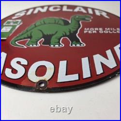Vintage Sinclair Gasoline Porcelain Sign Gas Motor Oil Pump Sign