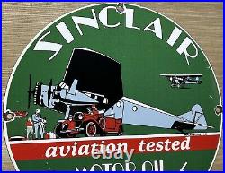 Vintage Sinclair Gasoline Porcelain Sign Gas Station Motor Oil Pump Plate Plane