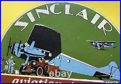 Vintage Sinclair Gasoline Porcelain Sign Station Pump Plate Motor Oil Aviation
