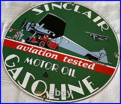 Vintage Sinclair Gasoline Porcelain Sign Station Pump Plate Motor Oil Lubester