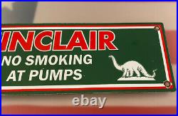 Vintage Sinclair Gasoline Porcelain Sign Station Pump Plate Motor Oil No Smoking