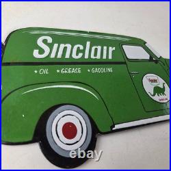 Vintage Sinclair Gasoline Sign Gas Motor Oil Service Truck Pump Porcelain Sign