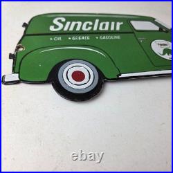 Vintage Sinclair Gasoline Sign Gas Motor Oil Service Truck Pump Porcelain Sign