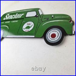 Vintage Sinclair Gasoline Sign Gas Motor Oil Service Truck Pump Porcelain Sign