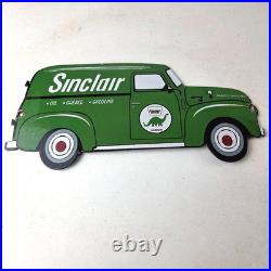 Vintage Sinclair Gasoline Sign Gas Motor Oil Service Truck Pump Porcelain Sign