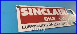 Vintage Sinclair Gasoline Sign Motor Oil Porcelain Gas Pump Auto Sign