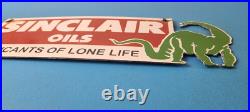 Vintage Sinclair Gasoline Sign Motor Oil Porcelain Gas Pump Auto Sign Vintage Sinclair Gasoline Sign Motor Oil Porcelain Gas Pump Auto Sign