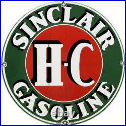 Vintage Sinclair H-c Gasoline Porcelain Sign Dealership Gas Station Motor Oil Vintage Sinclair H-c Gasoline Porcelain Sign Dealership Gas Station Motor Oil