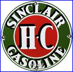 Vintage Sinclair H-c Gasoline Porcelain Sign Dealership Gas Station Motor Oil