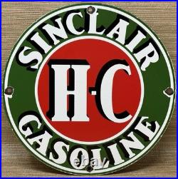 Vintage Sinclair H-c Gasoline Porcelain Sign Dealership Gas Station Motor Oil
