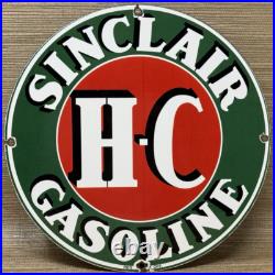 Vintage Sinclair H-c Gasoline Porcelain Sign Dealership Gas Station Motor Oil Vintage Sinclair H-c Gasoline Porcelain Sign Dealership Gas Station Motor Oil