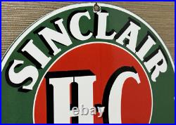 Vintage Sinclair H-c Gasoline Porcelain Sign Dealership Gas Station Motor Oil Vintage Sinclair H-c Gasoline Porcelain Sign Dealership Gas Station Motor Oil