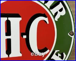 Vintage Sinclair H-c Gasoline Porcelain Sign Dealership Gas Station Motor Oil