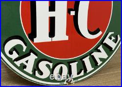 Vintage Sinclair H-c Gasoline Porcelain Sign Dealership Gas Station Motor Oil Vintage Sinclair H-c Gasoline Porcelain Sign Dealership Gas Station Motor Oil