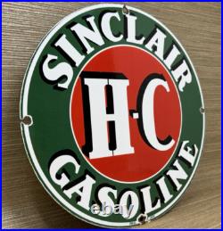 Vintage Sinclair H-c Gasoline Porcelain Sign Dealership Gas Station Motor Oil Vintage Sinclair H-c Gasoline Porcelain Sign Dealership Gas Station Motor Oil