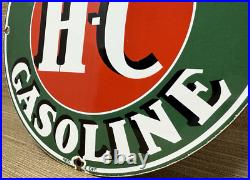 Vintage Sinclair H-c Gasoline Porcelain Sign Dealership Gas Station Motor Oil Vintage Sinclair H-c Gasoline Porcelain Sign Dealership Gas Station Motor Oil