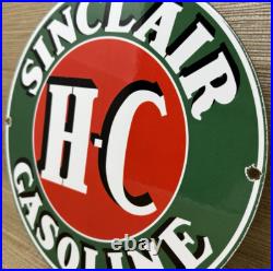 Vintage Sinclair H-c Gasoline Porcelain Sign Dealership Gas Station Motor Oil Vintage Sinclair H-c Gasoline Porcelain Sign Dealership Gas Station Motor Oil