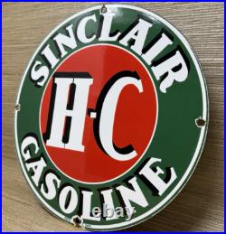 Vintage Sinclair H-c Gasoline Porcelain Sign Dealership Gas Station Motor Oil Vintage Sinclair H-c Gasoline Porcelain Sign Dealership Gas Station Motor Oil