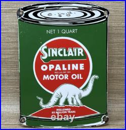 Vintage Sinclair Motor Oil Can Porcelain Sign Gas Station Gasoline Pump Plate Vintage Sinclair Motor Oil Can Porcelain Sign Gas Station Gasoline Pump Plate