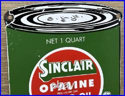 Vintage Sinclair Motor Oil Can Porcelain Sign Gas Station Gasoline Pump Plate Vintage Sinclair Motor Oil Can Porcelain Sign Gas Station Gasoline Pump Plate