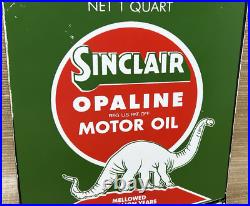 Vintage Sinclair Motor Oil Can Porcelain Sign Gas Station Gasoline Pump Plate Vintage Sinclair Motor Oil Can Porcelain Sign Gas Station Gasoline Pump Plate