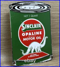 Vintage Sinclair Motor Oil Can Porcelain Sign Gas Station Gasoline Pump Plate Vintage Sinclair Motor Oil Can Porcelain Sign Gas Station Gasoline Pump Plate